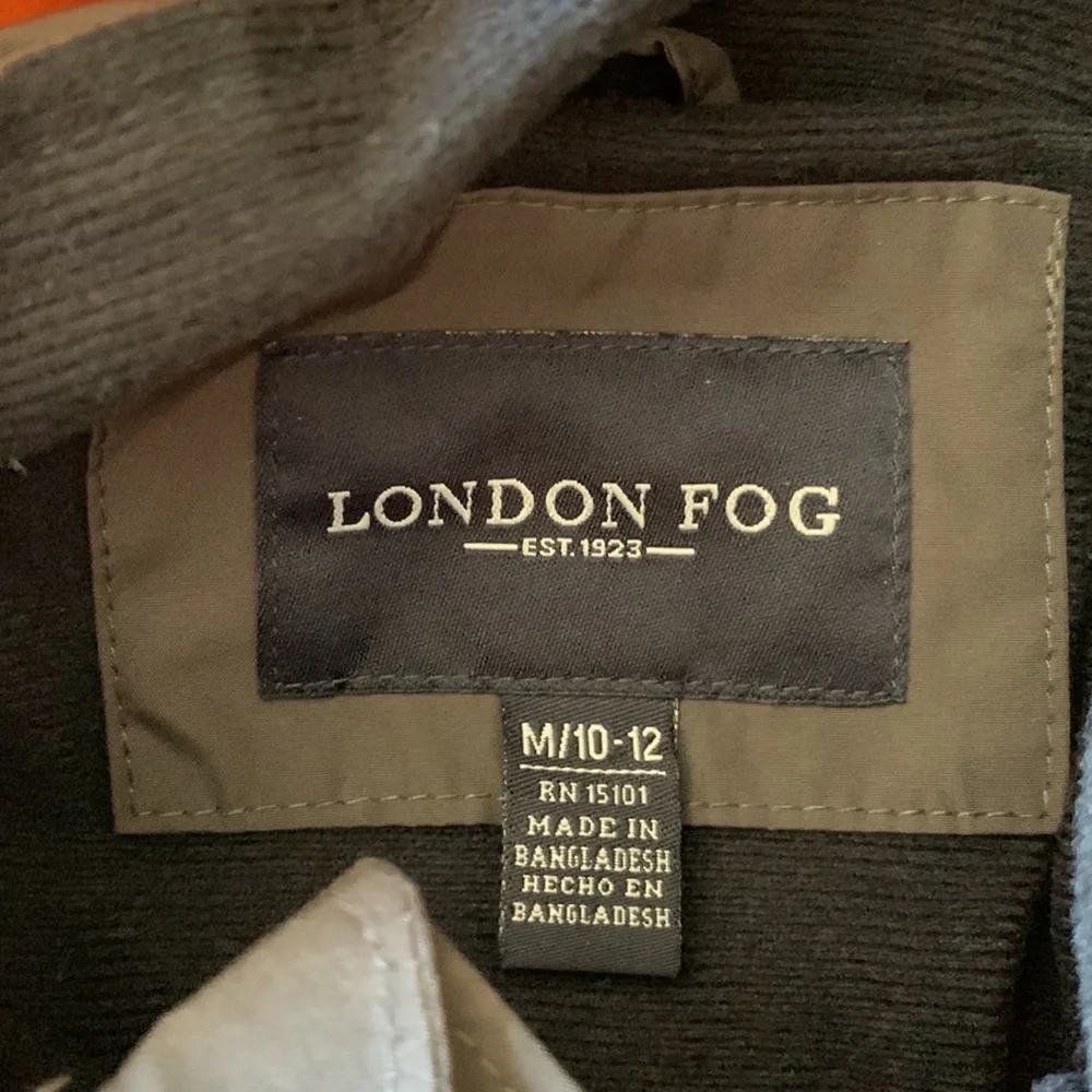 LONDON FOG Jacket Gray Orange Zip Front Zip Pockets Hood Boys Medium 10-12